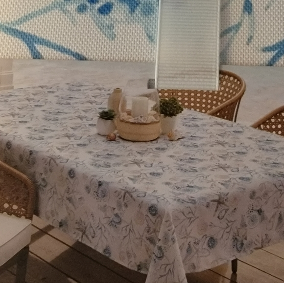 Sigrid Olsen Indoor Outdoor Seaside Easy Care Tablecloth 60x84 Oblong New - Picture 6 of 8